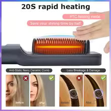 Electric Hot Comb Multifunctional Straight Hair Straightener Comb Negative Ion Anti-Scalding Styling Tool Straightening Brush best for womens